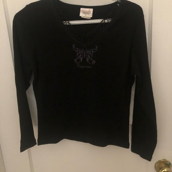 Southern Steel Easy Rider  Black Fitted Long Sleeve Top. 36” 100% cotton L - Picture 2 of 8